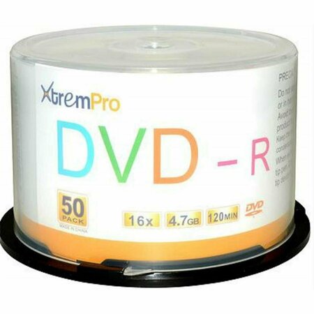 XTREMPRO DVD-R 16X 4.7 GB 120 Minute DVD with Blank Discs Spindle, 50PK XT131692